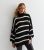 Gini London Black Stripe Chunky Knit Top Neck Jumper New Glance