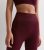 Women Burgundy Ribbed Top Waist Sports activities Leggings New Glance