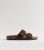 Brown Suedette Buckle-Strap Sliders New Glance