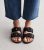 Black Suedette Buckle Strap Footbed Sliders New Glance