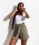 Khaki Top Waist Paperbag Shorts New Glance