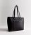 Black Leather-based Glance Zip Entrance Tote Bag New Glance