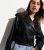 Cameo Rose Black Leather-based-Glance Belted Crop Jacket New Glance