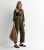 Khaki Cotton Belted Software Crop Jumpsuit New Glance