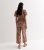 Brown Summary Print Wrap Belted Huge Leg Jumpsuit New Glance