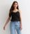 Women Black Ditsy Chiffon Ruffle Cami New Glance