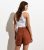 Rust Linen Mix Shorts New Glance