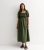 Maternity Khaki Frill Sq. Neck Midi Get dressed New Glance