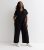 Curves Black Cotton Belted Application Jumpsuit New Glance