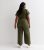 Curves Khaki Cotton Belted Application Jumpsuit New Glance