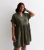 Curves Khaki Cotton Button Entrance Mini Smock Get dressed New Glance