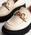 Cream Leather-based-Glance Chain Chunky Loafers New Glance