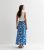 Blue Leaf Print Cut up Hem Midi Skirt New Glance