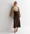 Darkish Brown Satin Bias Reduce Midi Skirt New Glance