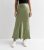 Petite Olive Satin Bias Lower Midi Skirt New Glance