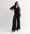 Gini London Black Pleated Tie Belt Jumpsuit New Glance