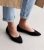 Black Suedette Pointed Ballerina Pumps New Glance