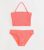 Ladies Neon Coral Textured Bandeau Bikini Set New Glance