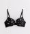 Black Daisy Embroidered Push Up Bra New Glance