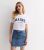 Blue Denim Uncooked Hem A-Line Mini Skirt New Glance