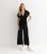 Black Ribbed Jersey Wrap Large Leg Jumpsuit New Glance