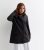 Women Black Hooded Anorak Raincoat New Glance