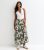 Inexperienced Cotton Leaf Print Tiered Midi Skirt New Glance