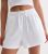 Women White Drawstring Linen-Mix Shorts New Glance