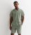 Males’s Jack & Jones Olive Gingham Seersucker Quick Sleeve Blouse New Glance