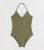 Women Khaki Rib Trimmed Halter Neck Go well with New Glance