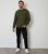 Males’s Threadbare Olive Staff Neck Sweatshirt New Glance