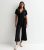 Black Ribbed Jersey Wrap Jumpsuit New Glance