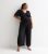 Curves Black Pleated Huge Leg Jumpsuit New Glance