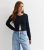 Ladies Blue Cotton Cable Knit Team Neck Cardigan New Glance