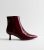 Burgundy PU Kitten Heel Pointed Toe Ankle Boots New Glance