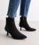 Black Suedette Kitten Heel Pointed Toe Ankle Boots New Glance