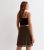 Women Brown Leopard Print Mesh A-Line Skirt New Glance