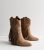 Truffle Mild Brown Suedette Fringe Western Boots New Glance