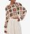 Apricot Stone Crochet Fringe Trim Lengthy Sleeve Poncho New Glance