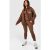 Womens Plus Legging Set And Zip Thru Hoodie Tracksuit – Brown – 18, Brown