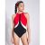 SPEEDO Colourblock High Neck Crossback Swimsuit – Black/Fed Red/White – 30 – SIZE 30