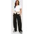 Womens Petite Distinction Folded Waistband Large Leg Jogger – Black – L, Black